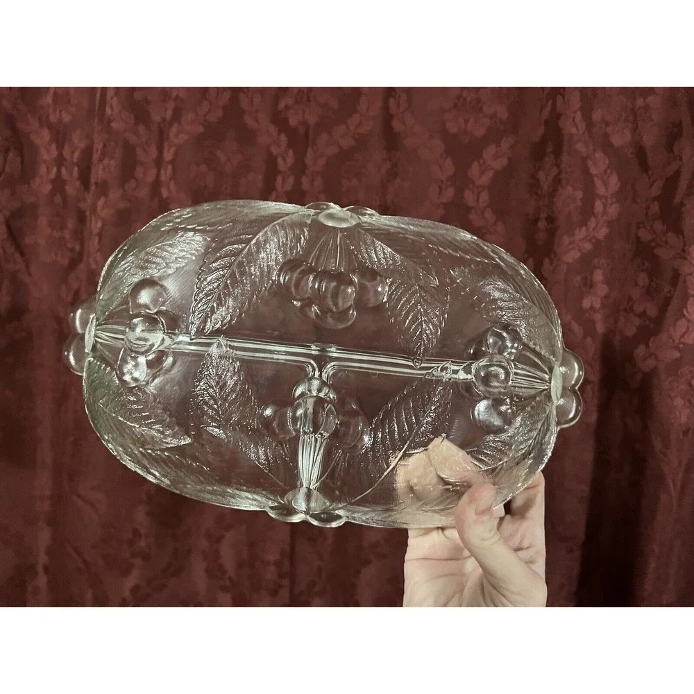 Mikasa Bountiful Cherries Frosted Divided Dish Vintage 1970's